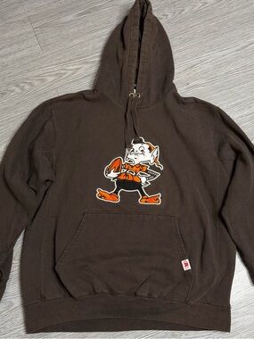 Vintage Y2K Cleveland Browns Brownie Elf Retro Brown Hoodie Sz Large Embroidered